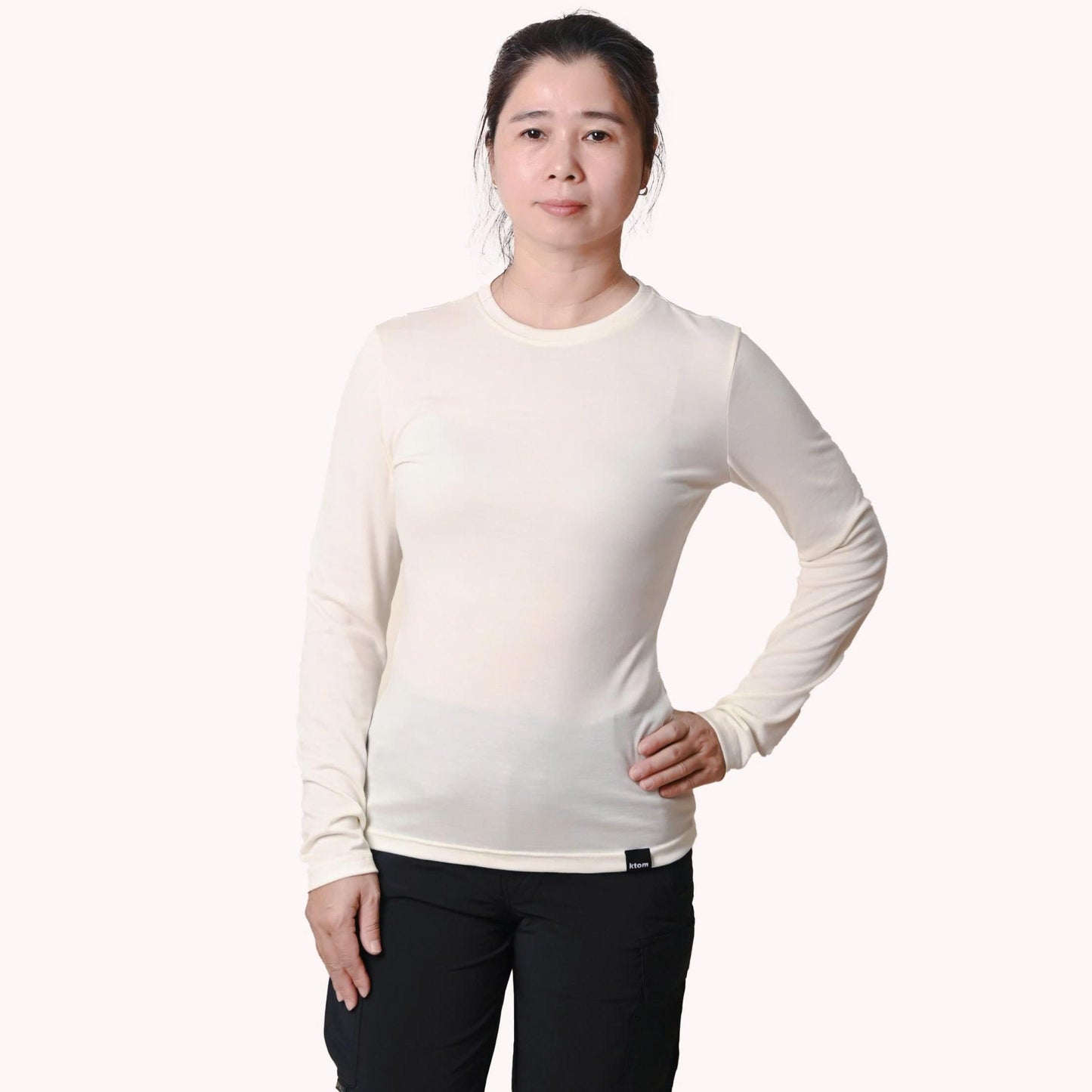 WOMEN THERMAL SHIRT K157 (WHIRE / BLACK)